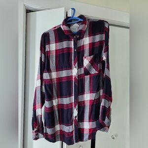 Rails Red, Dark Navy, and White Plaid Shirt